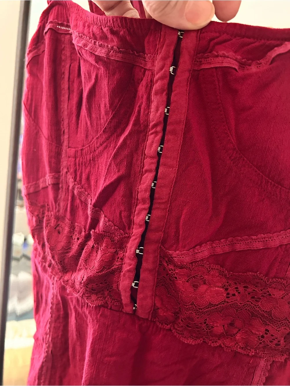 Free People Lacy Me Up Bodycon Dress Red Medium - Picture 5 of 6